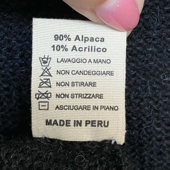 Alpaca Women's Dark Gray Fringed Shawl Wrap Shrug Poncho Made In Peru - Picture 7 of 7